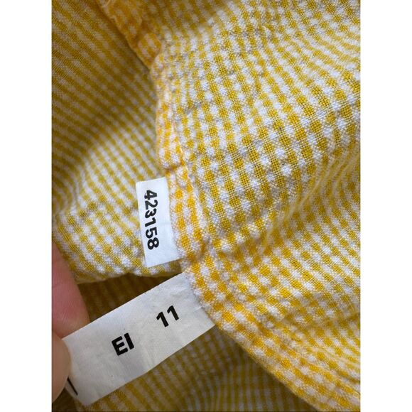 Women’s medium yellow plaid daisy embroidered button up short sleeve shirt 90s s - Picture 3 of 5